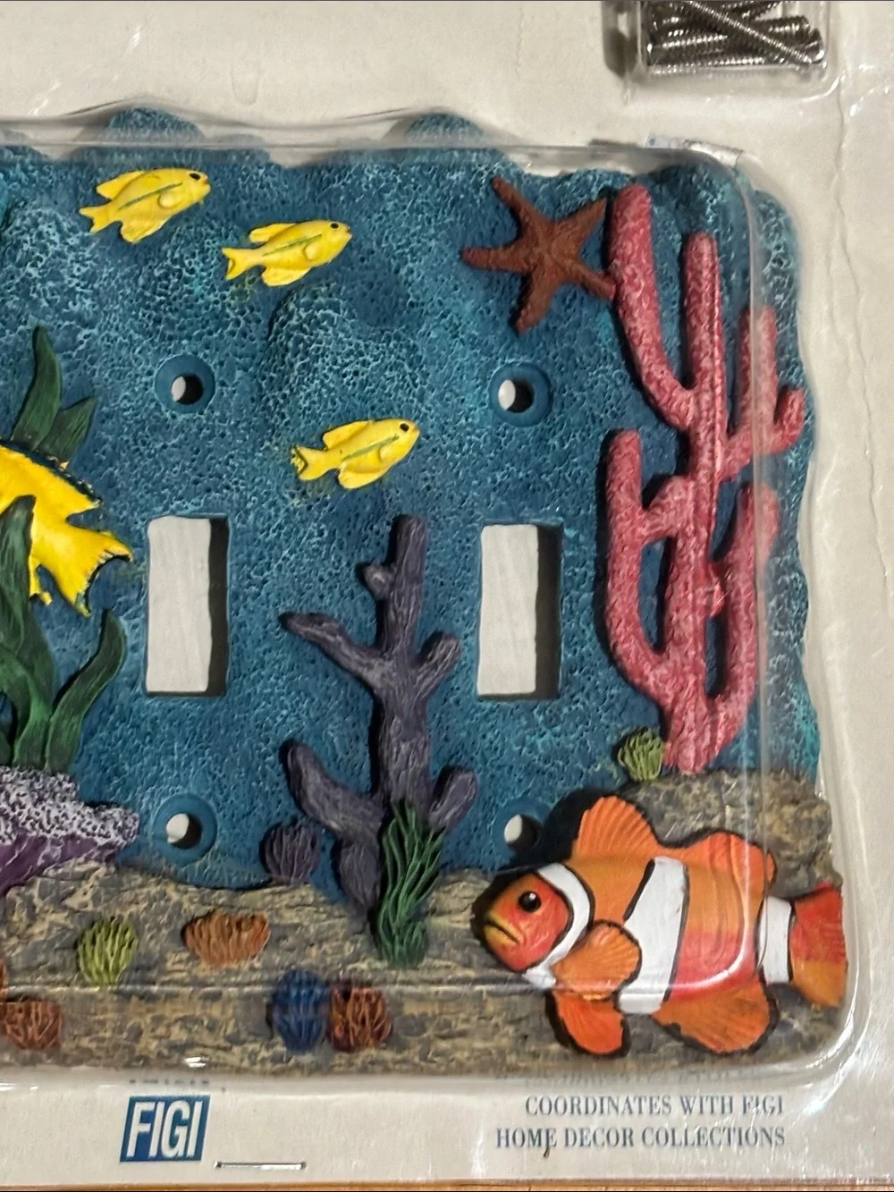 FIGI Tropical Fish Triple Wallplate NWT